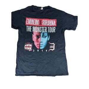 Eminem Rihanna T-Shirt‎ Mens M Black The Monster Tour 2014 Detroit Graphic
